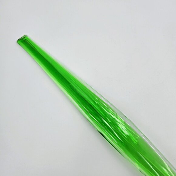 Art Glass Hand Blown Flower Blue Long Green Stem Flower With Leaf Stem Read - Picture 16 of 16